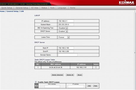 Konfigurace routeru Edimax - pevn IP