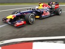 V ZATÁCE. Sebastian Vettel z týmu Red Bull pi tréninku na Velkou cenu íny. 