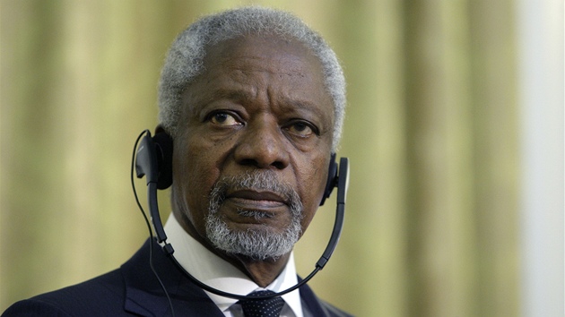 Zvlátní vyslanec OSN a Ligy arabských stát Kofi Annan bhem jednání v Damaku