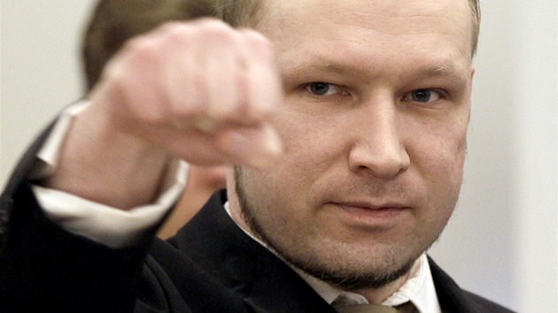 Anders Brevik u norskho soudu v Oslu (16. dubna 2012)
