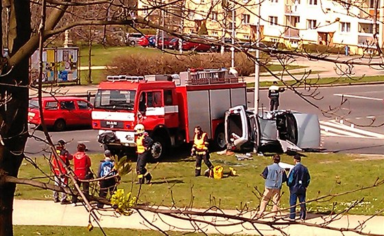 Nehoda hasi a osobního auta v Jablonci