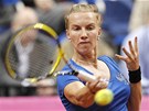 SOUSTEDENÍ. Ruska Svtlana Kuzncovová pi semifinále Fed Cupu se Srbskem.