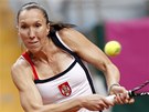Srbka Jelena Jankoviová bhem semifinále Fed Cupu proti Rusce Kuzncovové,