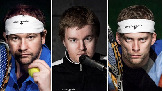 Marek Taclík,  Petr Koleko a David Pracha stojí za tenisovou inscenací...