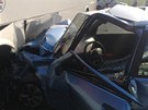 Nehoda auta a autobusu na pejezdu v Jeni.