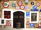 V Automuzeu Praga najdete i dopravní znaky z rozmanitých let. Tmavmodrý