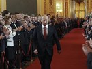 Staronový vládce Ruska Vladimir Putin bhem slavnostní inaugurace, pi ní byl