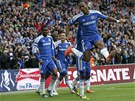 RYZÍ RADOST. Útoník Didier Drogba z Chelsea se raduje ze vsteleného gólu.