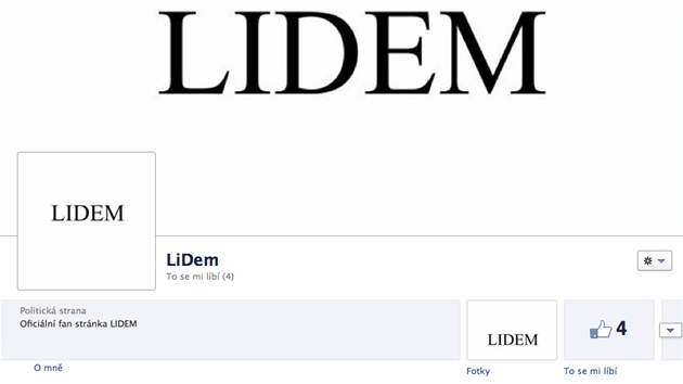 Oficiální podoba facebookové stránky strany LIDEM