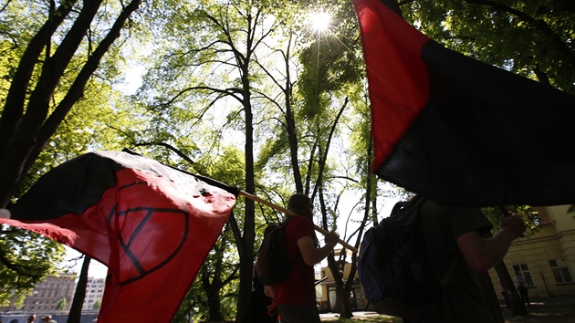 Prvomjov protest anarchist na Steleckm ostrov v Praze