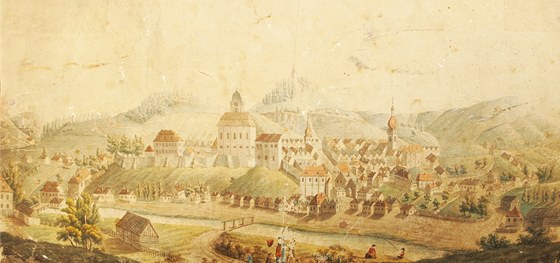 Obraz Trutnova z poátku 19. století nalezený na pd trutnovského muzea