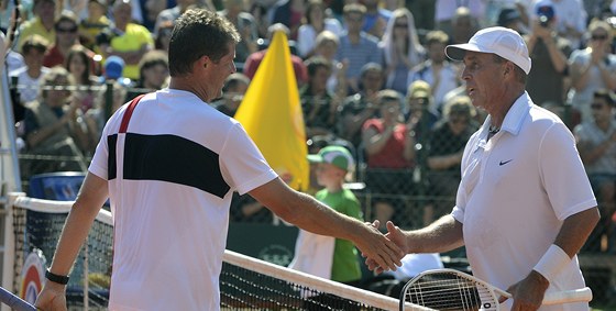 Tenista Ivan Lendl (vpravo) se po 39 letech vítzn na praskou Spartu. Bývalý