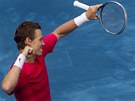 VÍTZSTVÍ. Tenista Tomá Berdych se raduje ze své výhry nad Juanem Martinem del