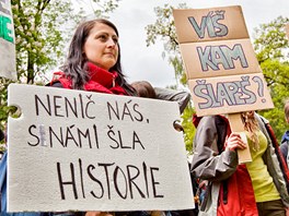 Studenti hradecké univerzity demonstrovali za záchranu historického dládní z...