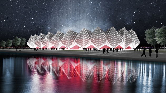Krystalov palc v Baku, djit finle Eurovize 2012 na vizualizaci architektonick kancele GMP