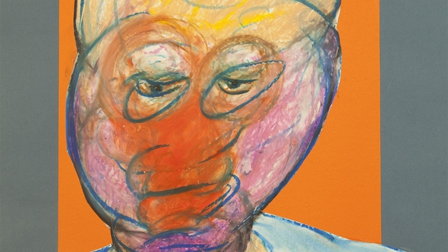 Francis Bacon - Portrét (1980-1992, barevná kolá a olejová kída na papíe,