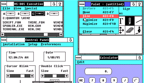 Windows 2 pichzej na podzim roku 1987 s upravenmi verzemi MS Word a Excel....