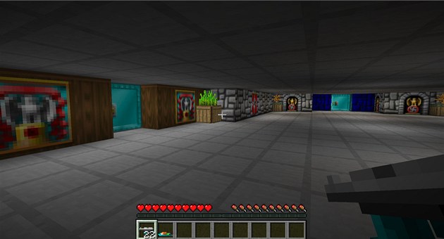 Prost�edí z praotce st�íle�ek Wolfensteinu 3D p�evedené do titulu Minecraft....