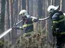 Lesní poár u Bzence na Hodonínsku. Plameny zasáhly a 200 hektar borovic. 