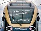 Na zkuebním okruhu ve Velimi se pedstavil nový vlak Leo Express. (24. kvtna