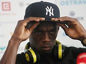 Usain Bolt na tiskov konferenci v Ostrav 