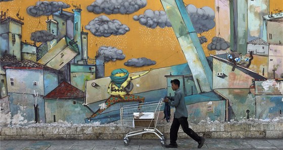 Graffiti v ulicích řecké metropole Atény