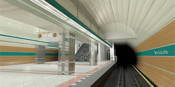Vizualizace nové stanice Veleslavín, která bude součástí šestikilometrového