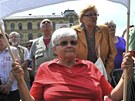 Senioi protestovali proti plánu vlády zpomalit rst penzí (30. kvtna 2012).