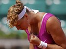 Petra Kvitová se raduje z vítzství v duelu 2. kola Roland Garros s Polkou 