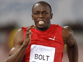 Jamajsk sprinter Usain Bolt vyhrl na mtinku Diamantov ligy v m bh na