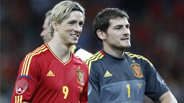 Fernando Torres (vlevo) a Iker Casillas po pípravném duelu s Jiní Koreou.