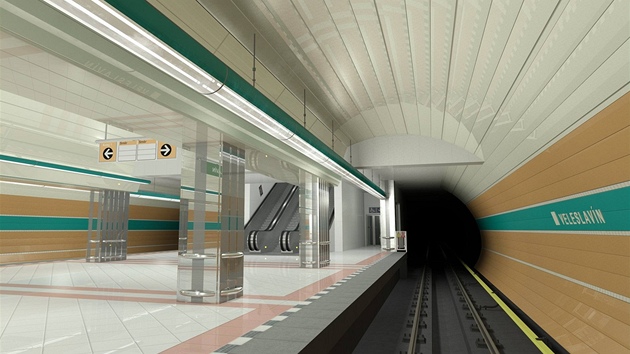 Vizualizace nové stanice Veleslavín, která bude souástí estikilometrového