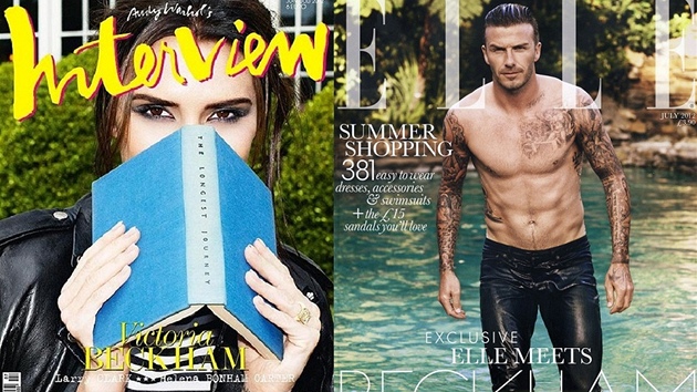 Victoria a David Beckhamovi na obálkách magazín Interview a Elle (léto 2012)