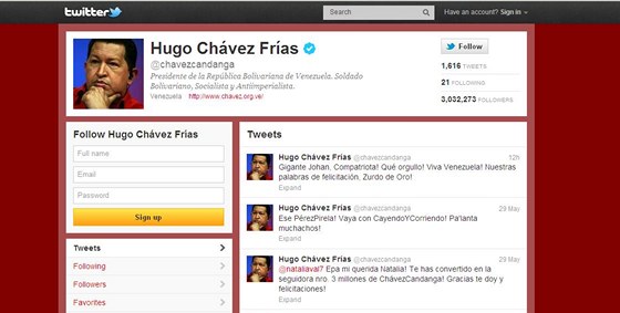 Twitter venezuelského prezidenta s páním pro majitelku nového domu.