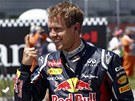 POLE POSITION JE MOJE! Sebastian Vettel z Red Bullu se raduje v kvalifikaci