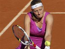VOLEJ. Petra Kvitová v semifinálovém zápase Roland Garros.
