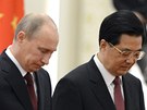 Ruský prezident Vladimir Putin (vlevo) a ínský prezident Chu in-tchao v...