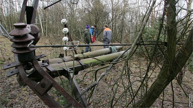 Strené elektrické vedení v Doupovských horách - 1. bezna 2008