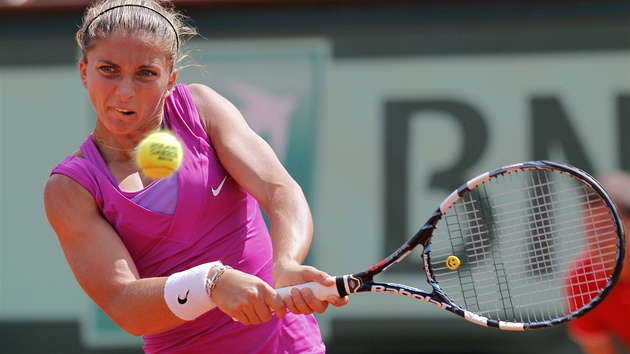 BEKHEND. Sara Erraniová v semifinálovém zápase Roland Garros.