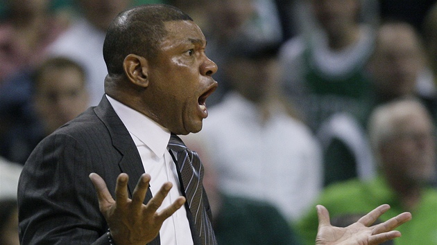 Udivený trenér Doc Rivers z Bostonu Celtics.