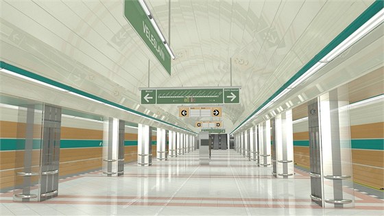 Vizualizace nové stanice Veleslavín, která bude součástí šestikilometrového