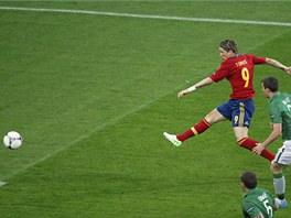 GÓL! panlský útoník Fernando Torres otevírá skóre v utkání s Irskem.