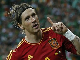 TREFA. Španělský útočník Fernando Torres se raduje ze svého prvního gólu na