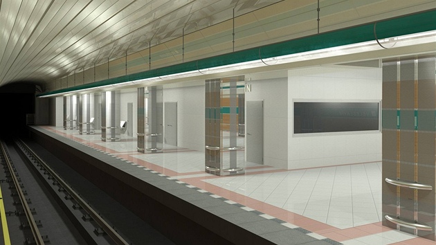 Vizualizace nové stanice Veleslavín, která bude součástí šestikilometrového prodlouženého úseku na trase A