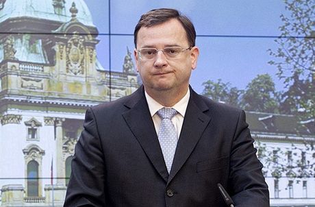 Premiér Petr Neas na tiskové konferenci k souasné politické situaci (18.