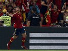 PANLSKÁ EUFORIE. Xabi Alonso slaví s fanouky gól proti Francii.
