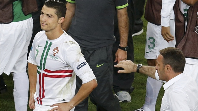 Cristiano Ronaldo krátce po prohraném penaltovém rozstelu v semifinále