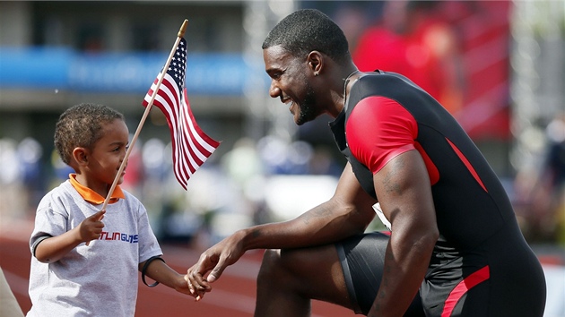 DOKÁZALI JSME TO, SYNU. Justin Gatlin jako americký ampion na 100 metr a