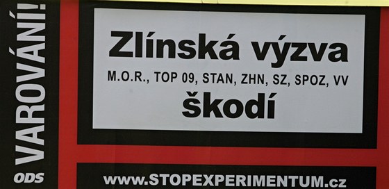 Billboard, který ODS nechala rozmístit po Zlínském kraji. 