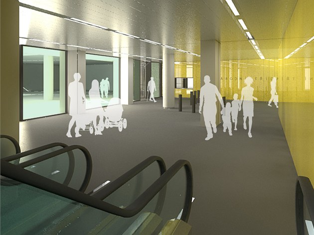 Návrh vestibulu stanice metra Národní třída.